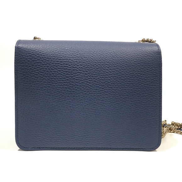 GUCCI INTERLOCKING G LEATHER CROSSBODY / SHOULDER BAG -BLUE -NWT - Picture 8 of 10